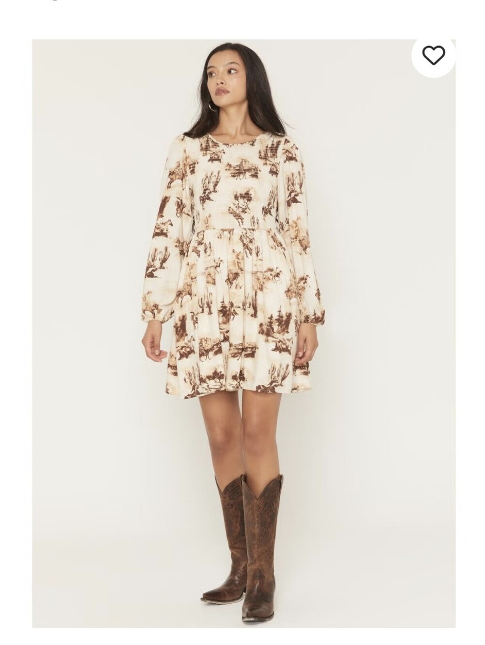 Wrangler Retro Women's Horses, long sleeve smocked, Mini Dress